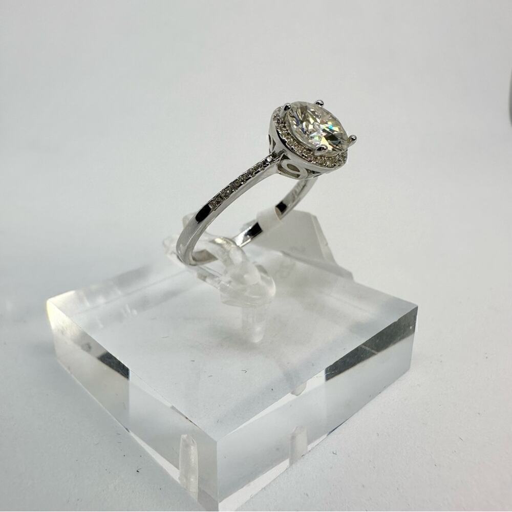 Moissanite Diamond Engagement Ring Brilliant Round Cut Halo S925 2 Ct Size 9 - Picture 8 of 12